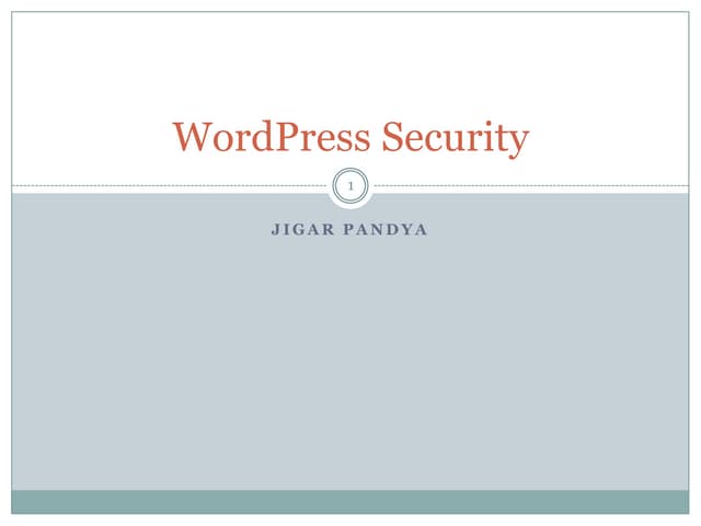 Word press security
