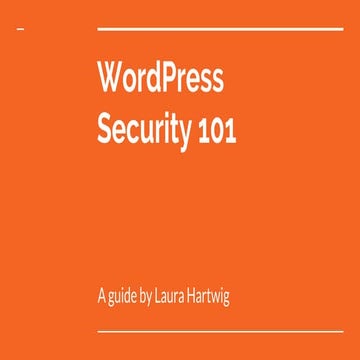 Word press security 101  2018 