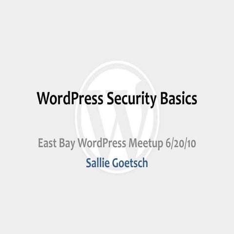 Word press security basics
