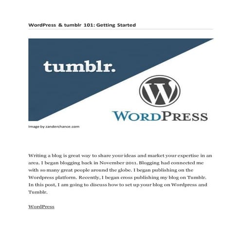 WordPress & tumblr 101: Getting Started