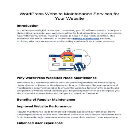 WordPress Website Maintenance Services for Your Website.