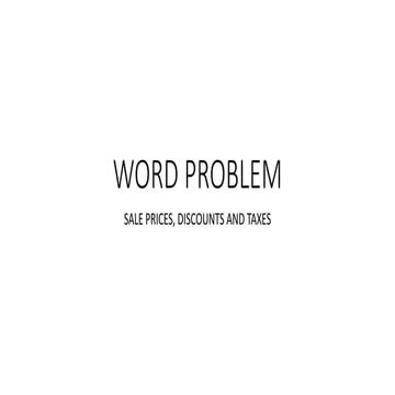Word problems discounts and taxes