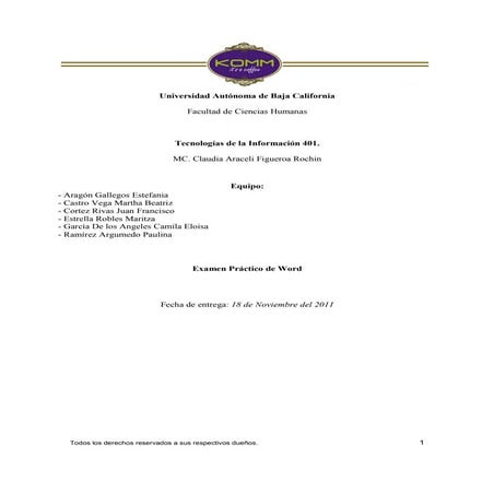 Examen Practico de Word en PDF.