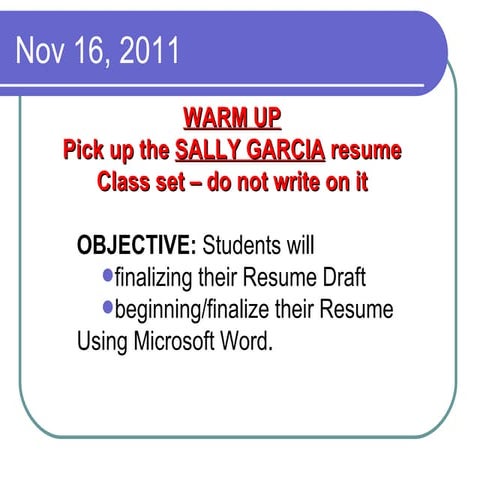 Word Resume Day 2