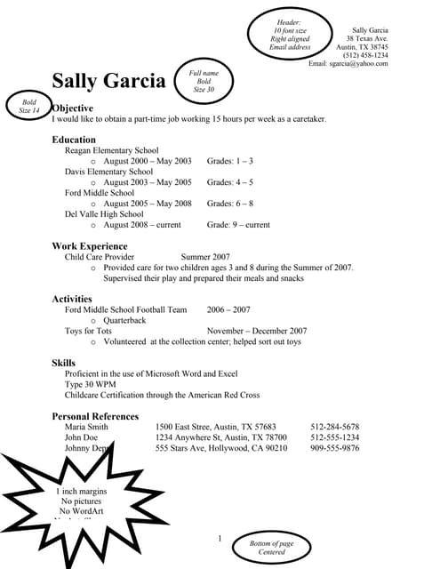 Word Resume Sample
