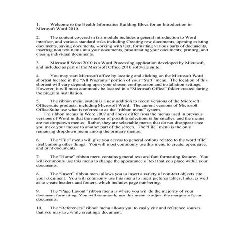 Learning the Basics of Microsoft Word 2010 for Microsoft Windows Transcript