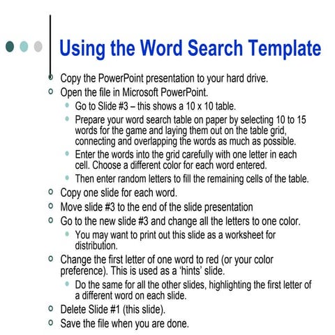 Word search template