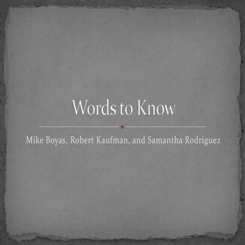 Words to know