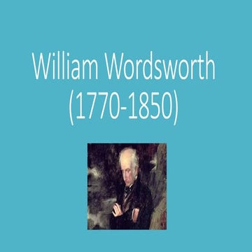 Presentazione sulle opere di w. wordsworth