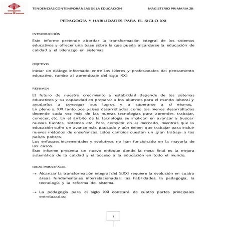 PEDAGOGÍA Y HABILIDADES PARA EL SIGLO XXI | PDF