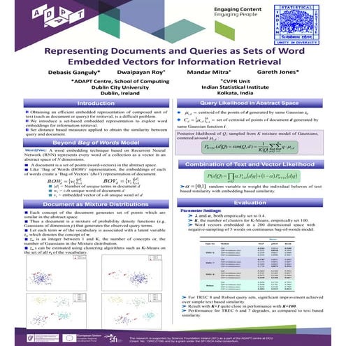 Representing Documents and Queries as Sets of Word Embedded Vectors for Infor...