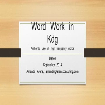 Word work kdg