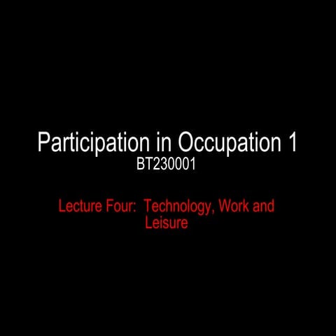 Work And Leisure Lecture 2