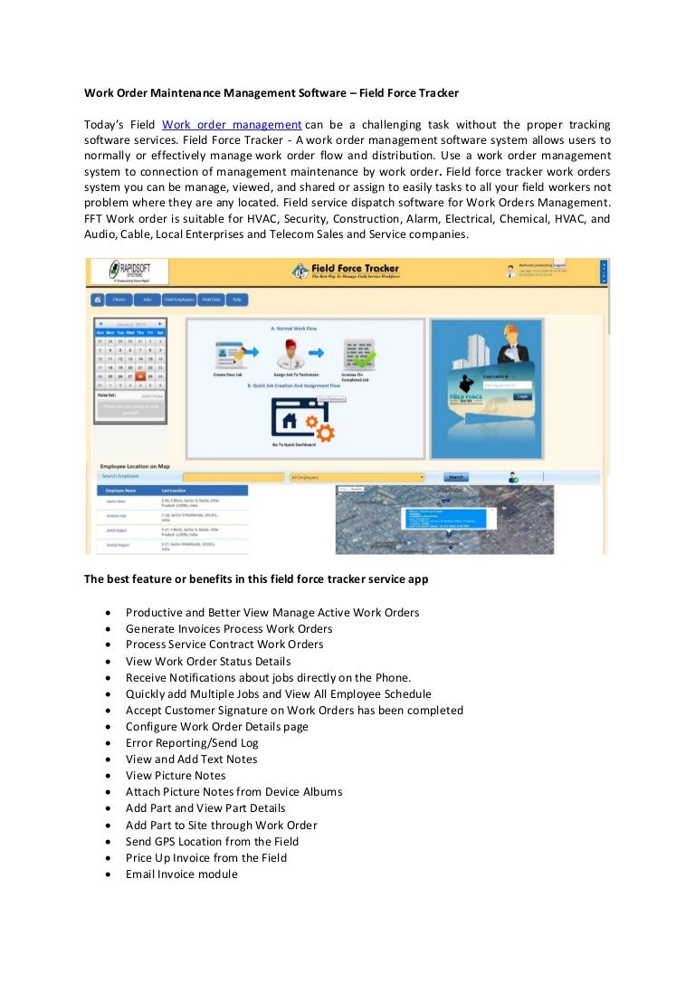 work order maintenance management software field force tracker