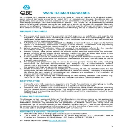 Work Related Dermatitis   Qeb Standards 11