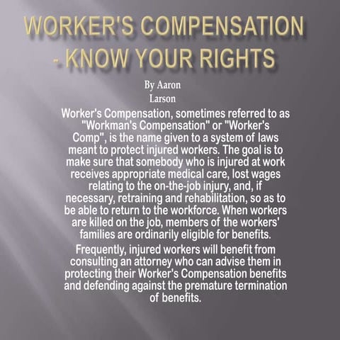 Worker's compensation   know your rights