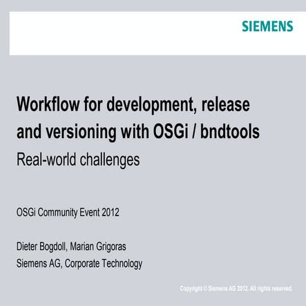 Workflow for Development, Release and Versioning with OSGi / bndtools- Real W...