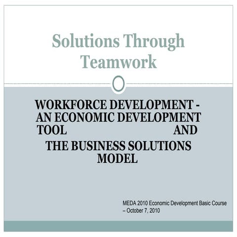 Workforce Development   An Economic Development Asset
