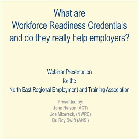 Workforce readiness credentials