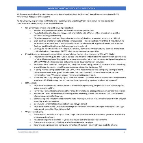 CTM360 Advisory: Remote Work Guidelines | PDF