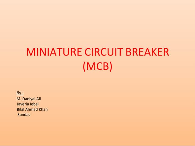 Miniature Circuit Breaker a specific type