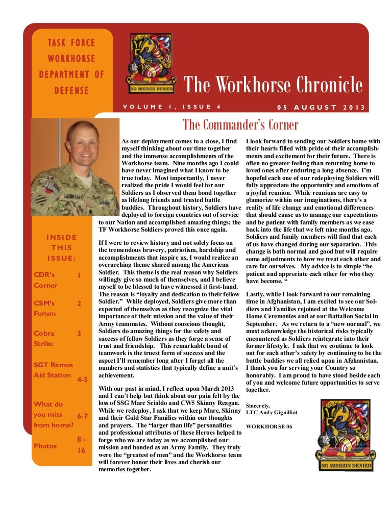 The 603rd ASB "Workhorse Chronicle", August 2013