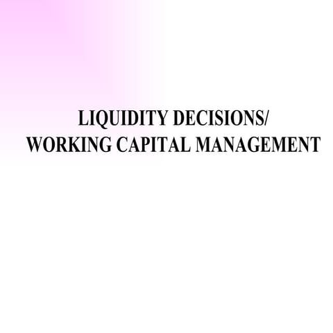 Working Capital Management
