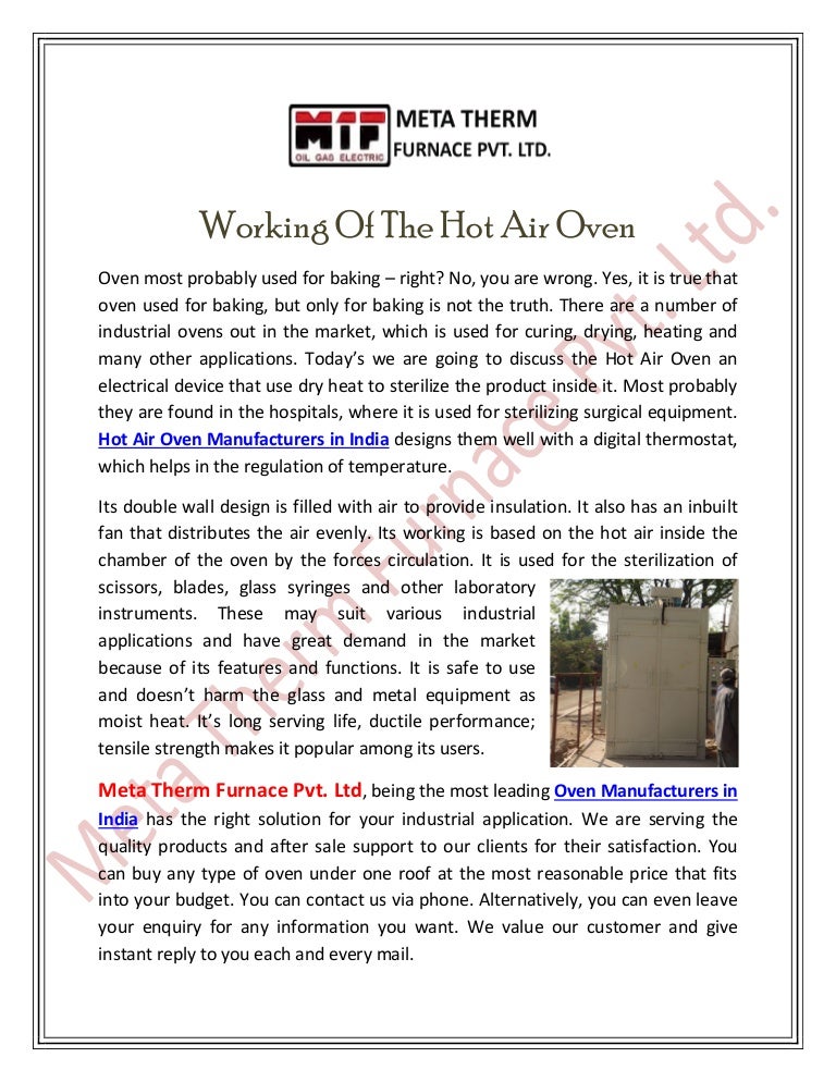 Working Of The Hot Air Oven