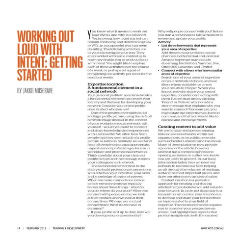 Working out loud with intent getting started