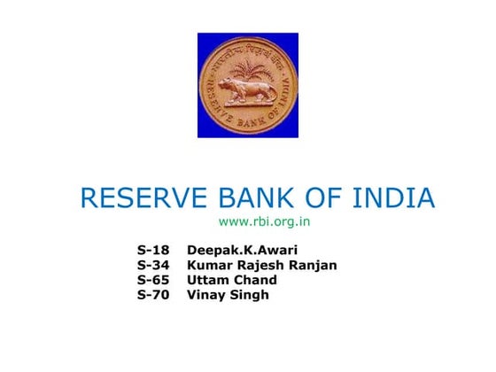 The reserve bank of india | PPT