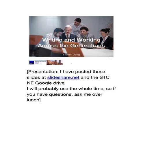 Working and writing across the generations (speaker notes)