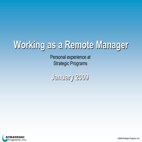 Working as a remote manager