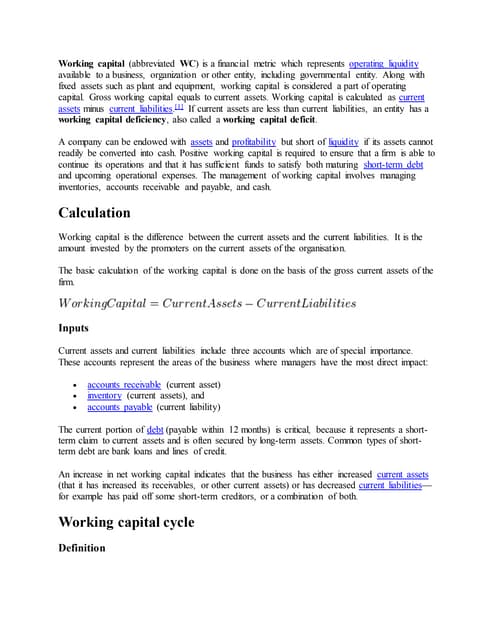 Optimizing Operating Working Capital (Felipe Florez-Arango) | PPT