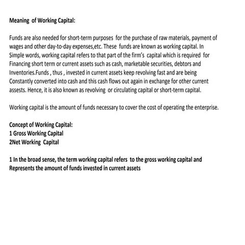 Working capital | PPT