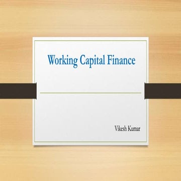 Working capital finance
