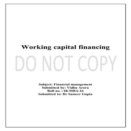 Working capital financing