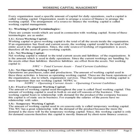 Working capital managemen