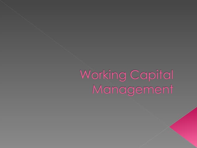 Optimizing Operating Working Capital (Felipe Florez-Arango) | PPT