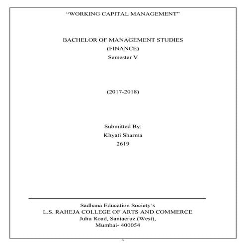 Working capital management