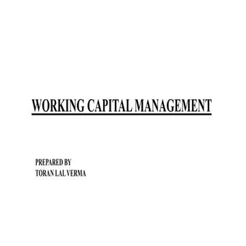 Working capital management for B.com, M.com