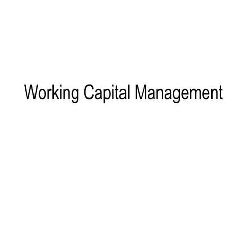 working capital management power point presentation
