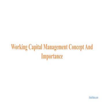 Working Capital management and conceptss