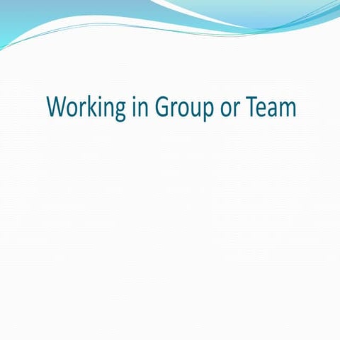 Working in teams