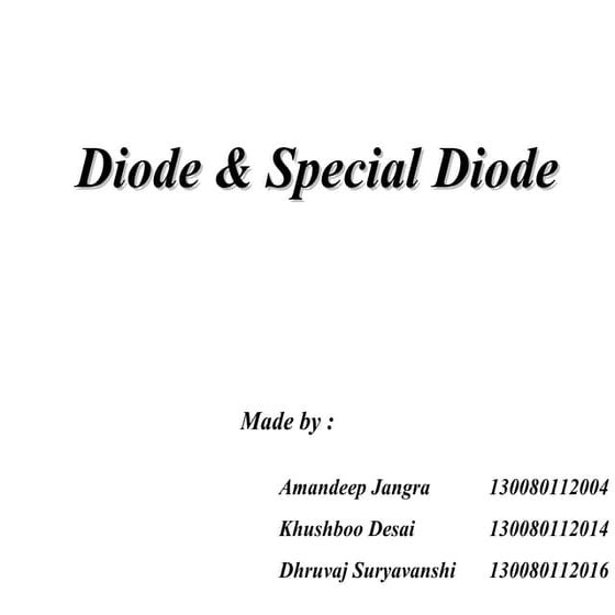 Working principle diode and special diode