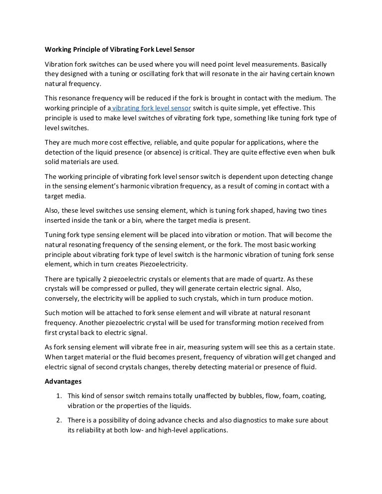 Vibrating Tuning Fork Level Switch