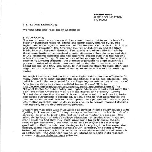 Working students face tough challenges