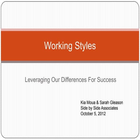 Working styles: Leveraging our differences for success