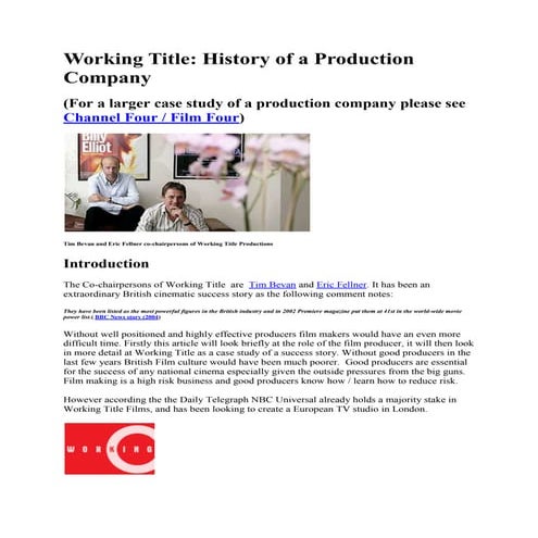 Working title history