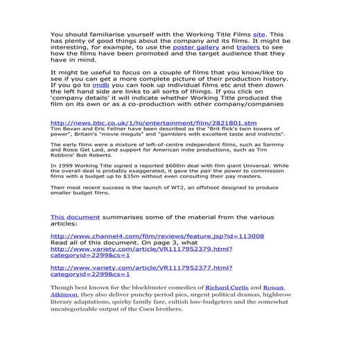 Working title links answerbook