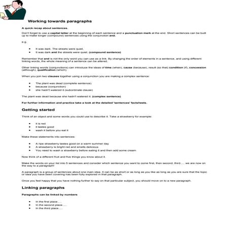 Working towards paragraphs